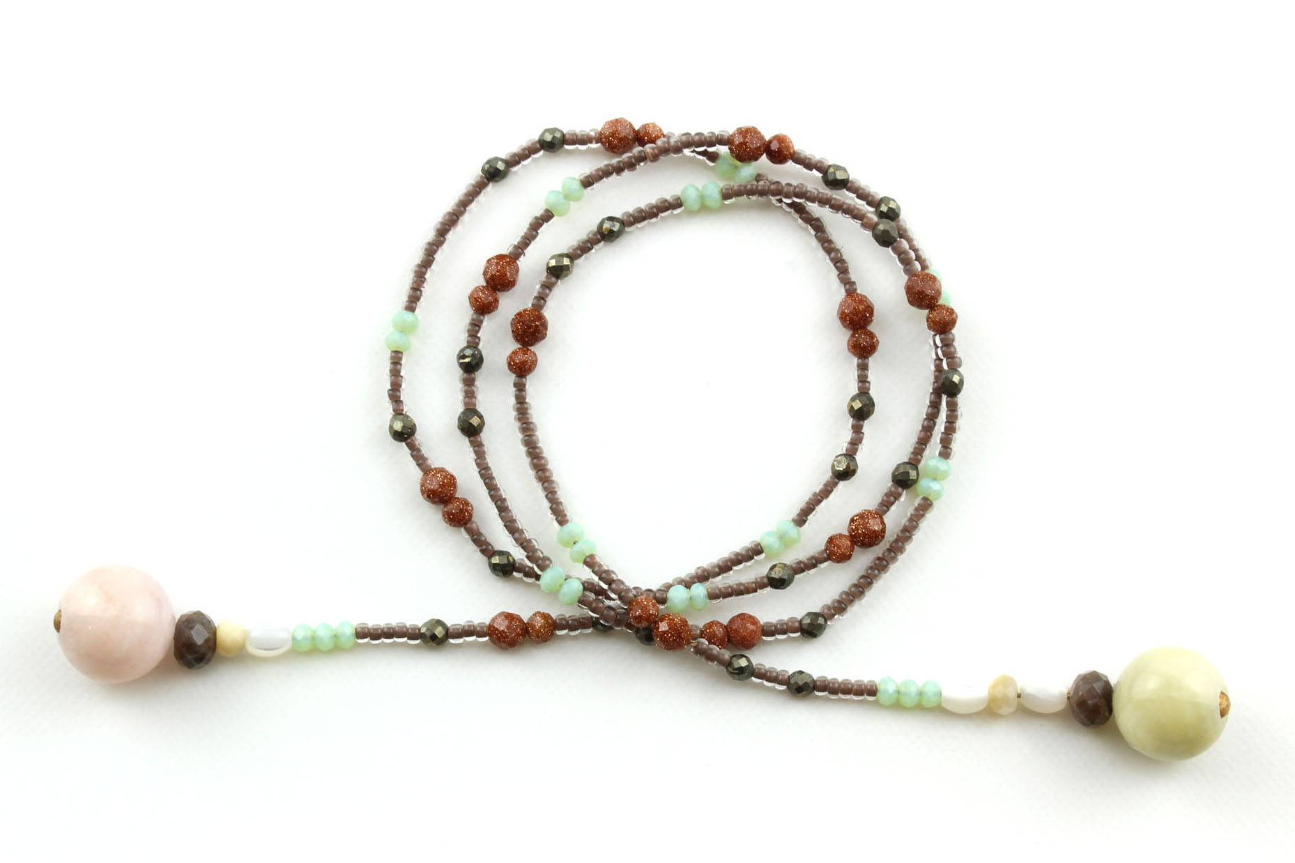 Collier lariat en Morganite & minéraux – Bijou Artisanal – Image 3