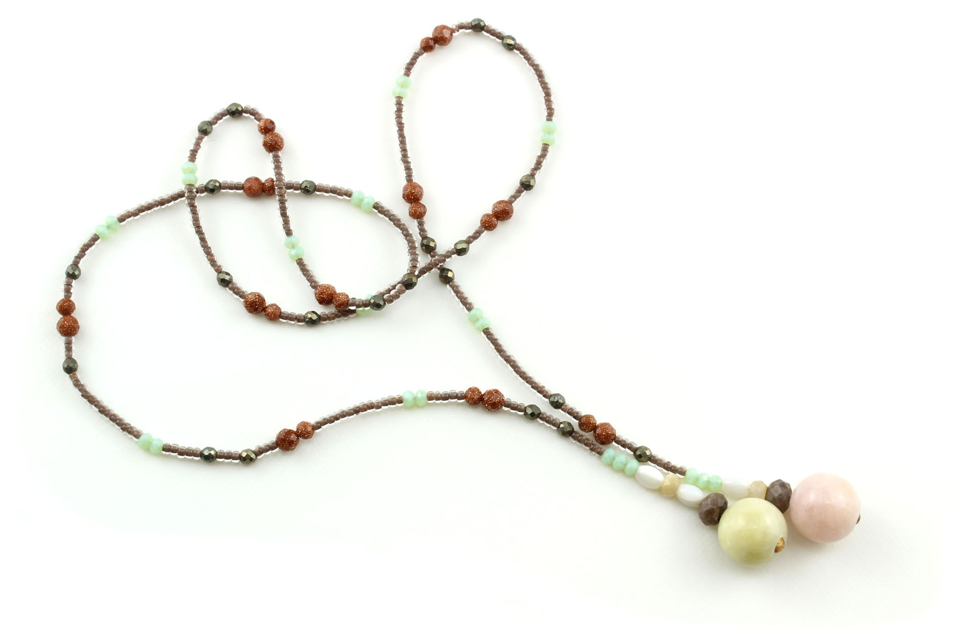 Collier lariat en Morganite & minéraux – Bijou Artisanal – Image 4