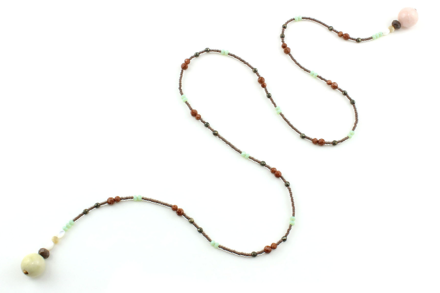 Collier lariat en Morganite & minéraux – Bijou Artisanal – Image 2