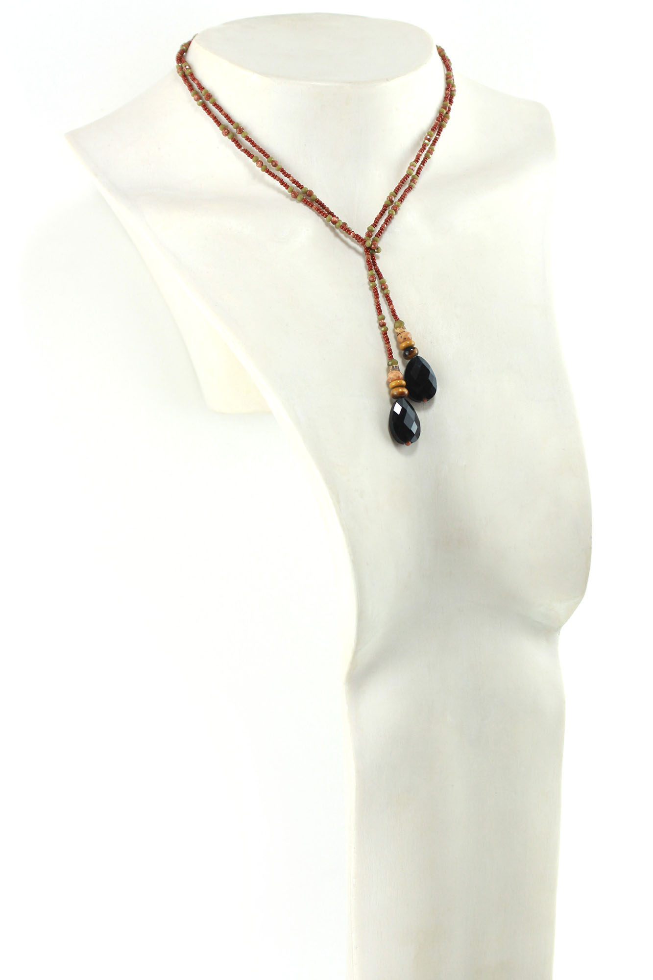 Lariat bohème en Obsidienne – Élégance naturelle et intemporelle