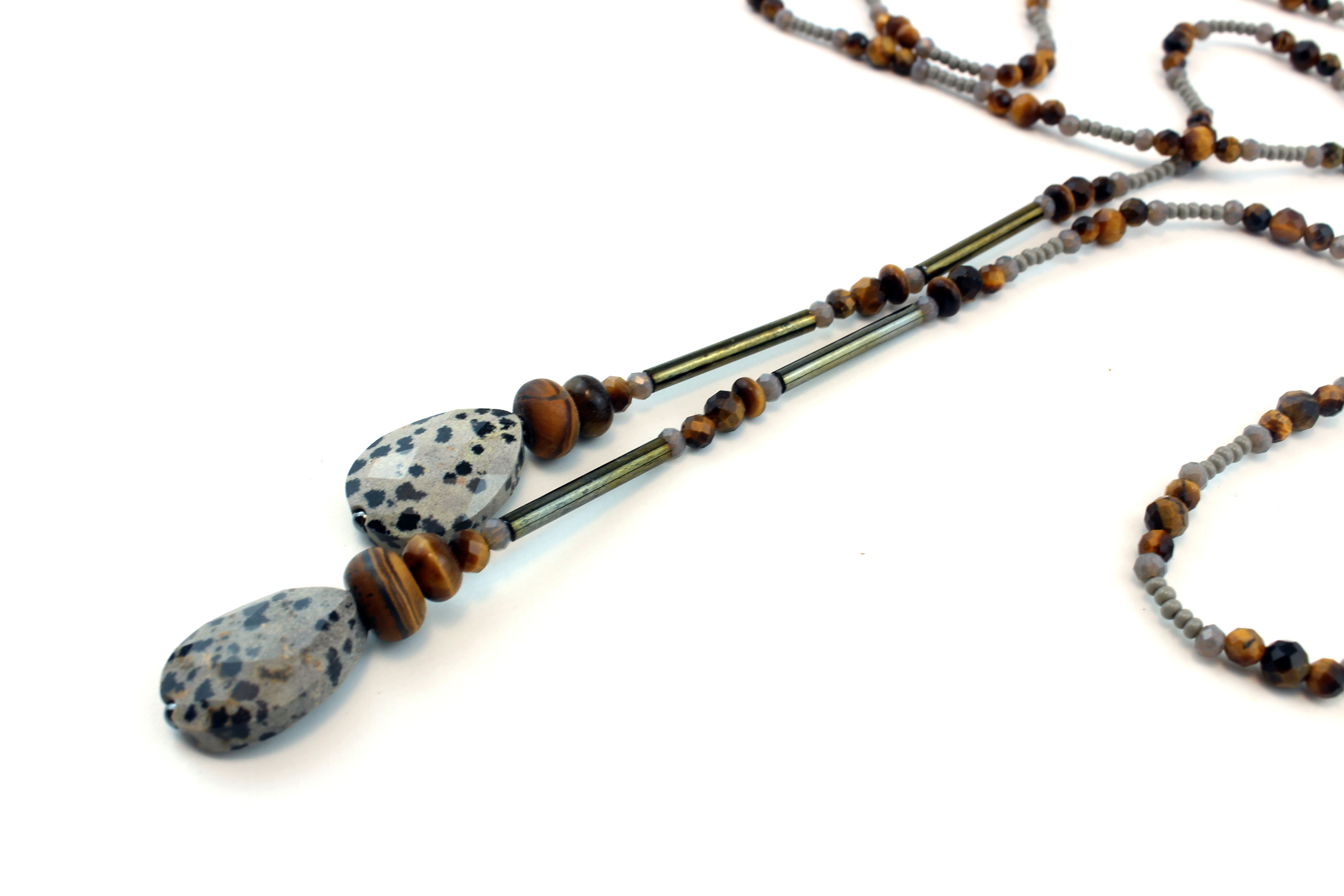 Lariat original en perles naturelles – Élégance et authenticité – Image 5