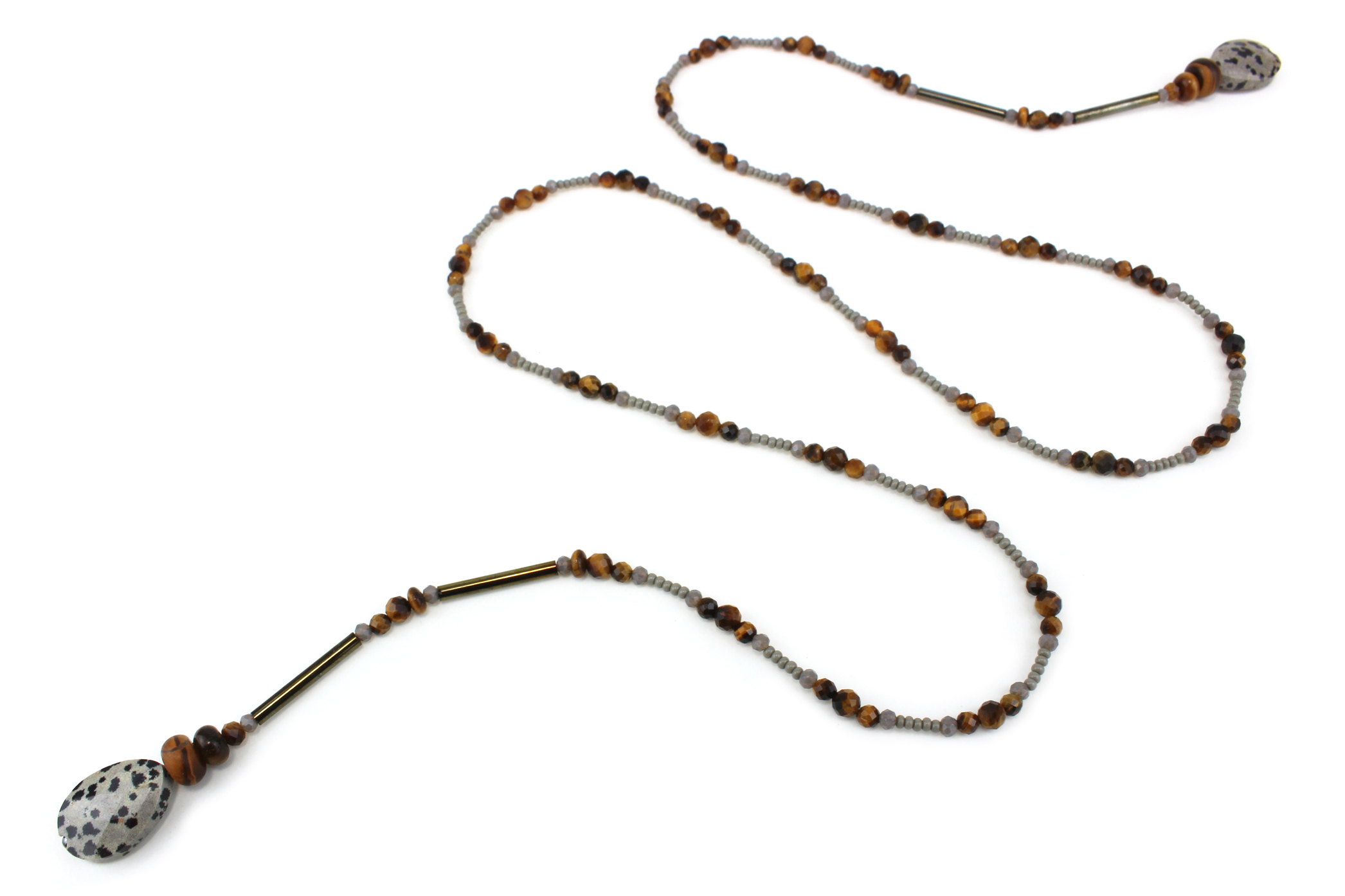 Lariat original en perles naturelles – Élégance et authenticité – Image 3