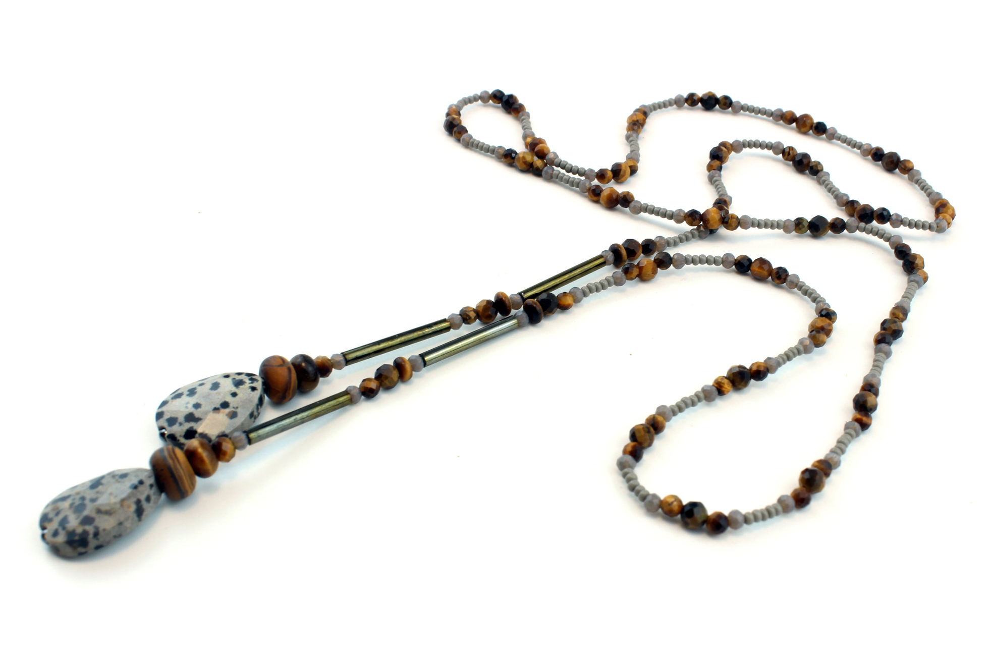 Lariat original en perles naturelles – Élégance et authenticité – Image 4